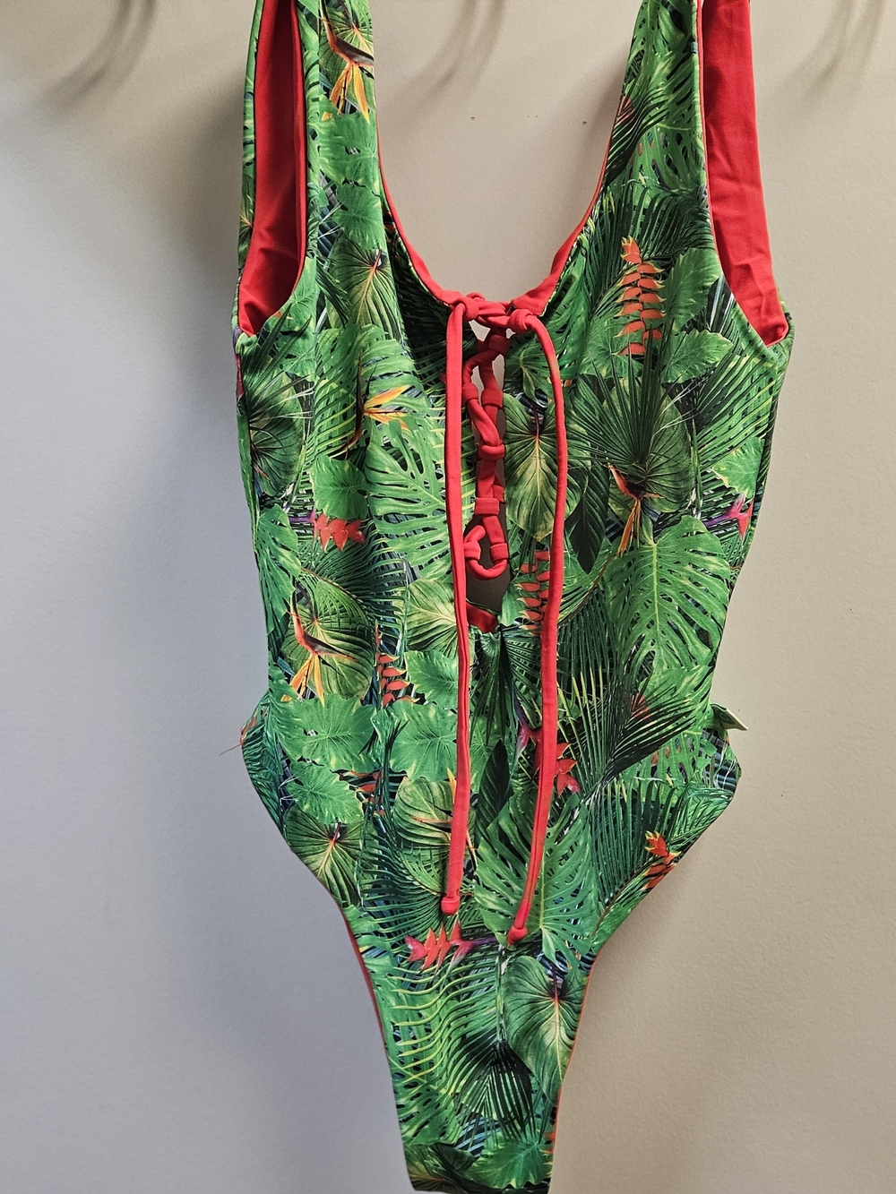 Tropical Green One-Piece Swimsuit. Summer, Beach Vacation, Resort, Cruise Ship